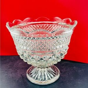 Vintage Anchor Hocking "Wexford" footed Compote Ir Fruit Bowl Mint!